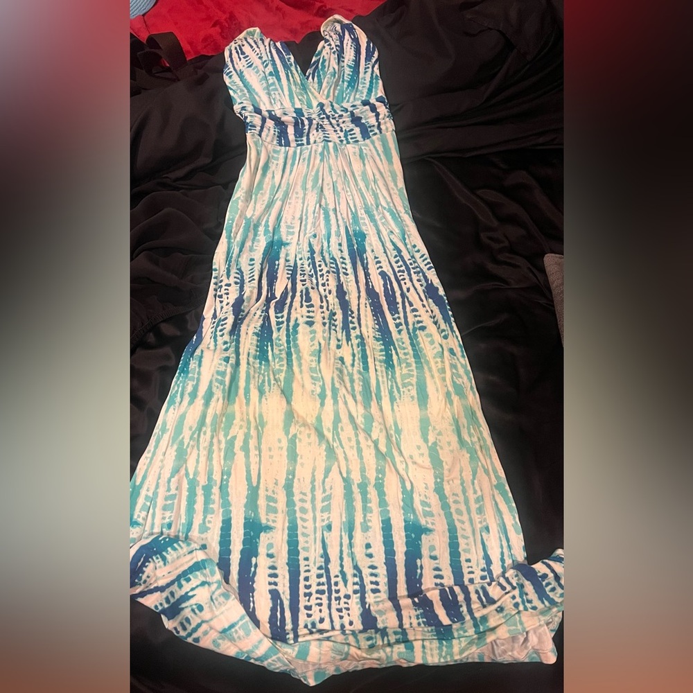 Tart Teal and White Tie-Dye Maxi Dress size XS